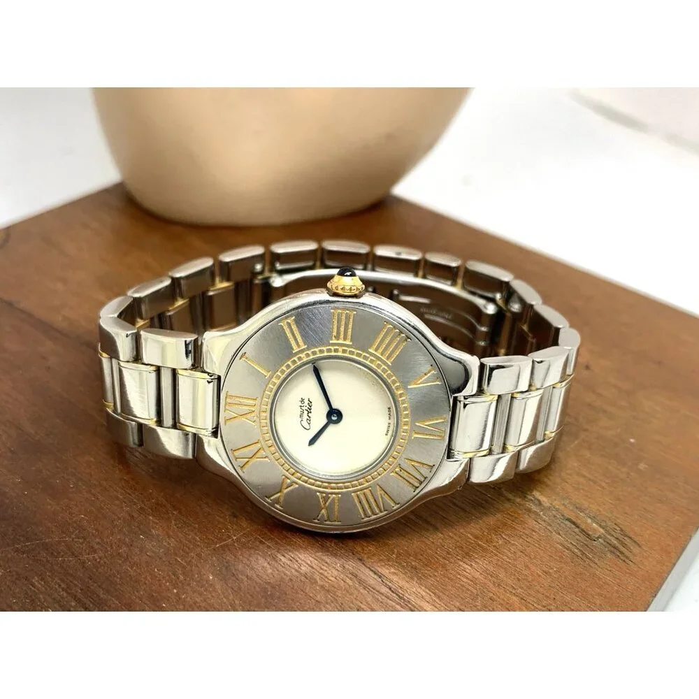 Cartier Must 21 Women's Watch Swiss Quartz Silver Dial Two Tone Steel 31mm